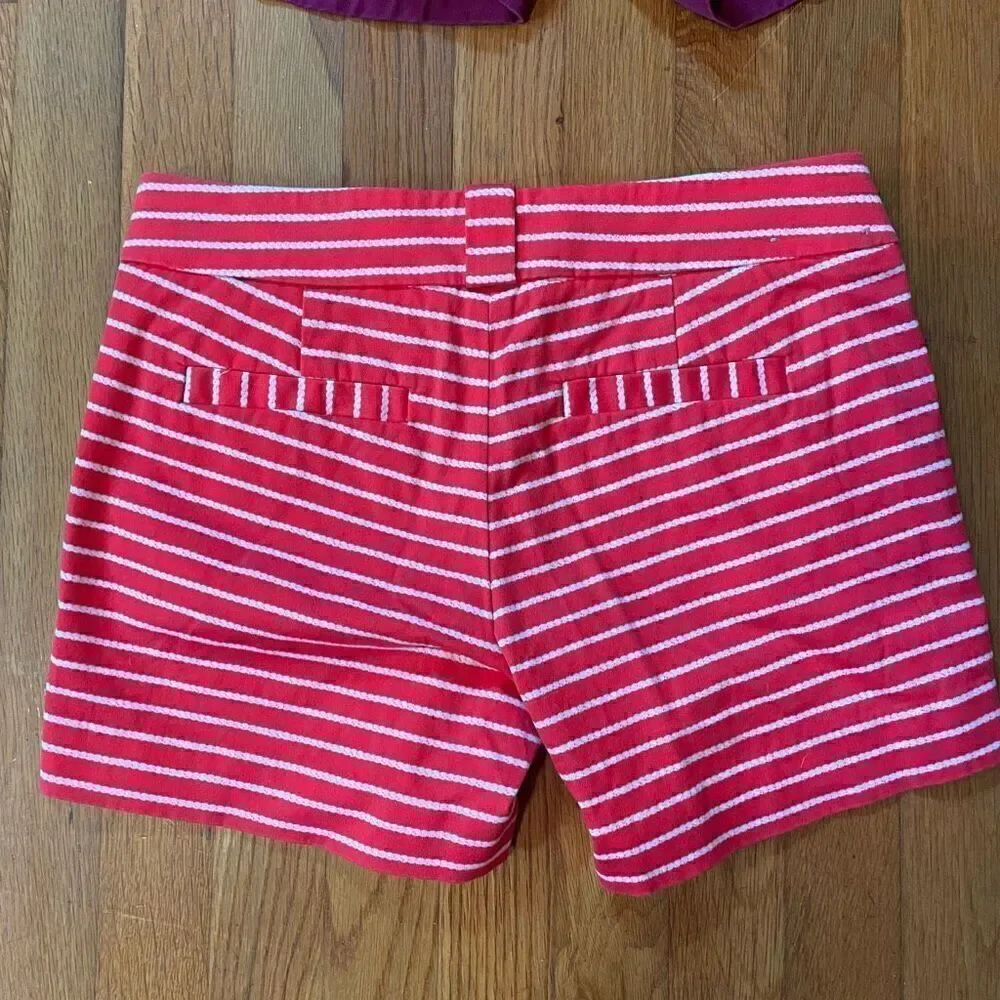 J CREW | red orange white striped shorts 0